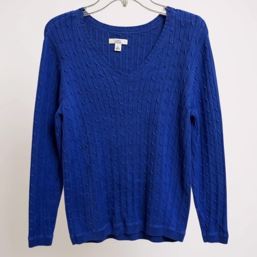 Croft &‎ Barrow Blue V-Neck Sweater Lightweight Knit